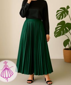 شلوار دامنی پلیسه ساتن مزونی