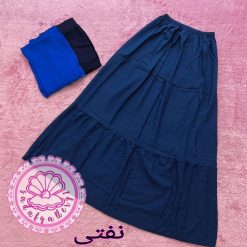 دامن نخی طبقه ای بلند پالت رنگبندی آبی - تصویر 4