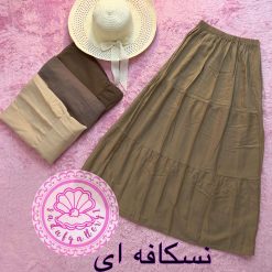 دامن نخی طبقه ای پالت رنگبندی کرم - تصویر 3
