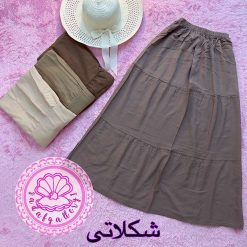 دامن نخی طبقه ای پالت رنگبندی کرم - تصویر 4