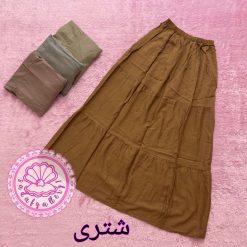 دامن نخی طبقه ای پالت رنگبندی کرم - تصویر 6