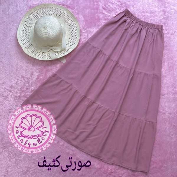 دامن نخی طبقه ای بلند پالت رنگ های دخترونه - Image 3