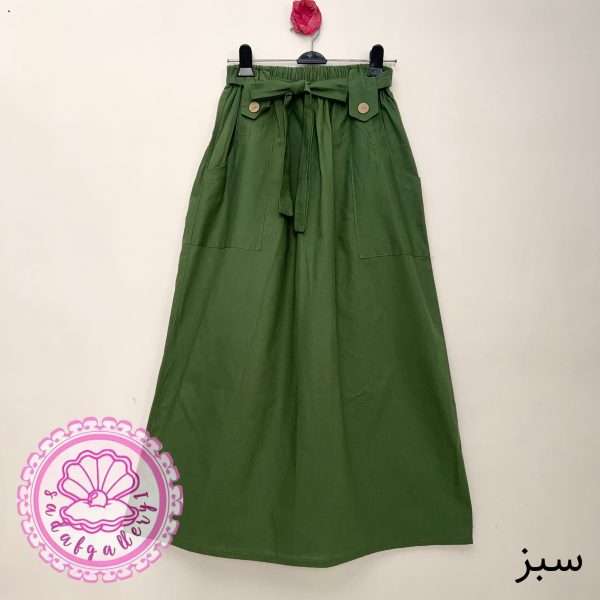 دامن لینن کاغذی جیبدار در رنگبندی متنوع(کد1390) - Image 2