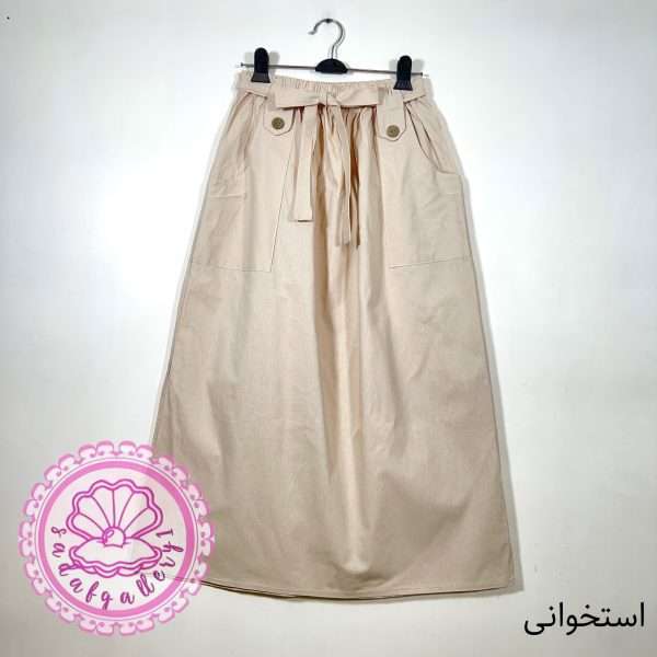 دامن لینن کاغذی جیبدار در رنگبندی متنوع(کد1390) - Image 4