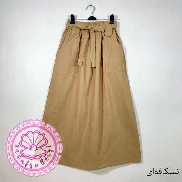 دامن لینن کاغذی جیبدار در رنگبندی متنوع(کد1390) - Image 3