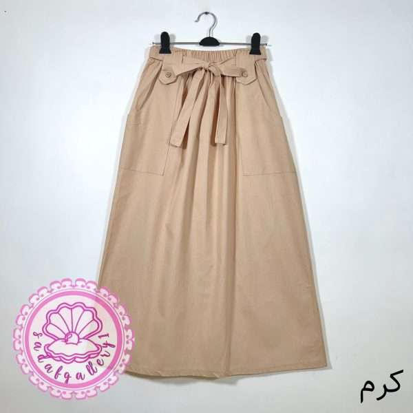 دامن لینن کاغذی جیبدار در رنگبندی متنوع(کد1390) - Image 6