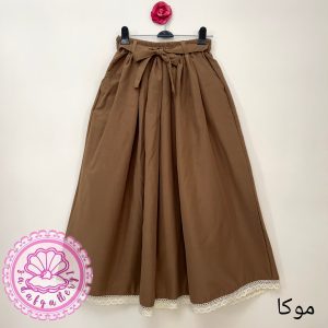 دامن لینن منگو حاشیه نواردوزی در رنگبندی متنوع