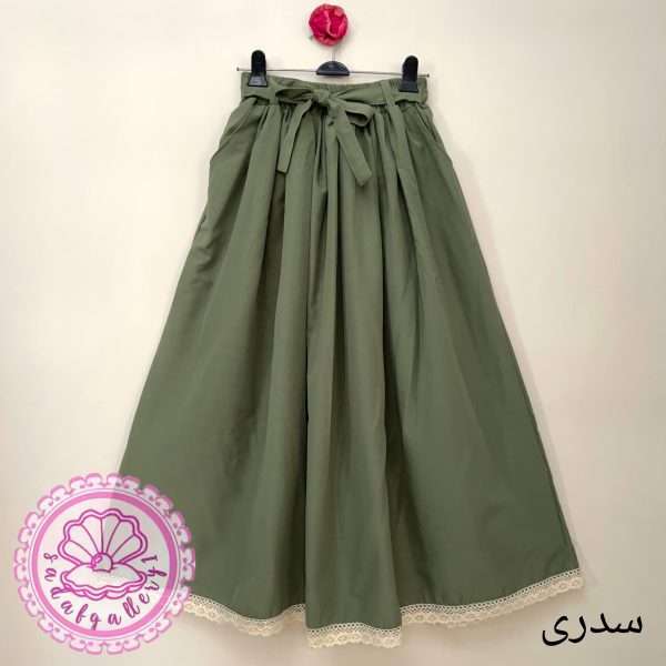 دامن لینن منگو حاشیه نواردوزی در رنگبندی متنوع - Image 2