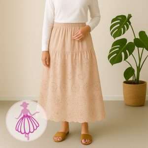 دامن خامه دوزی بلند کرم