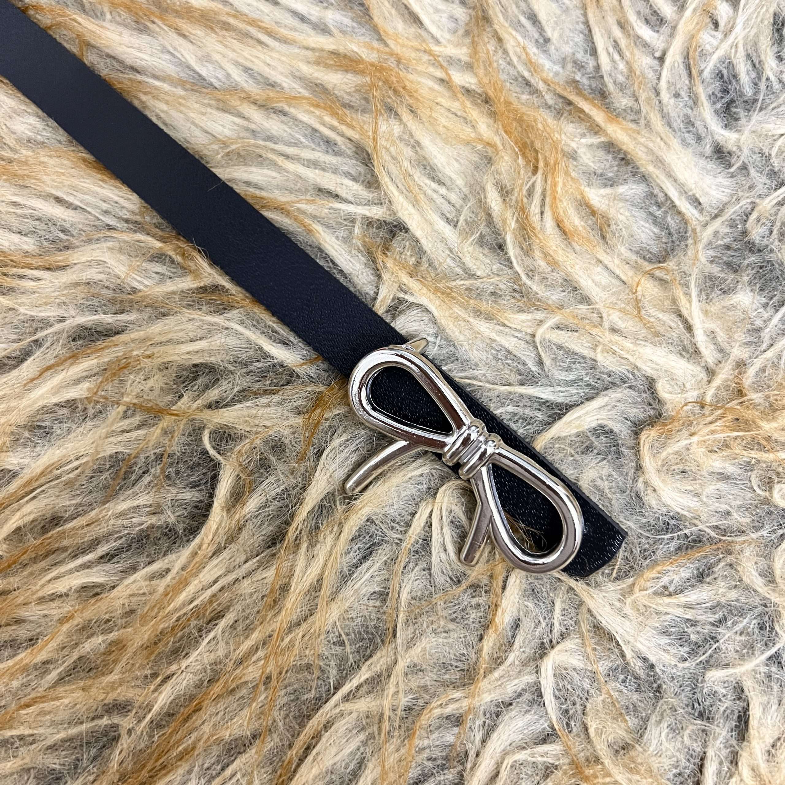 کمربند زنانه چرمی پاپیون مشکی - Image 3