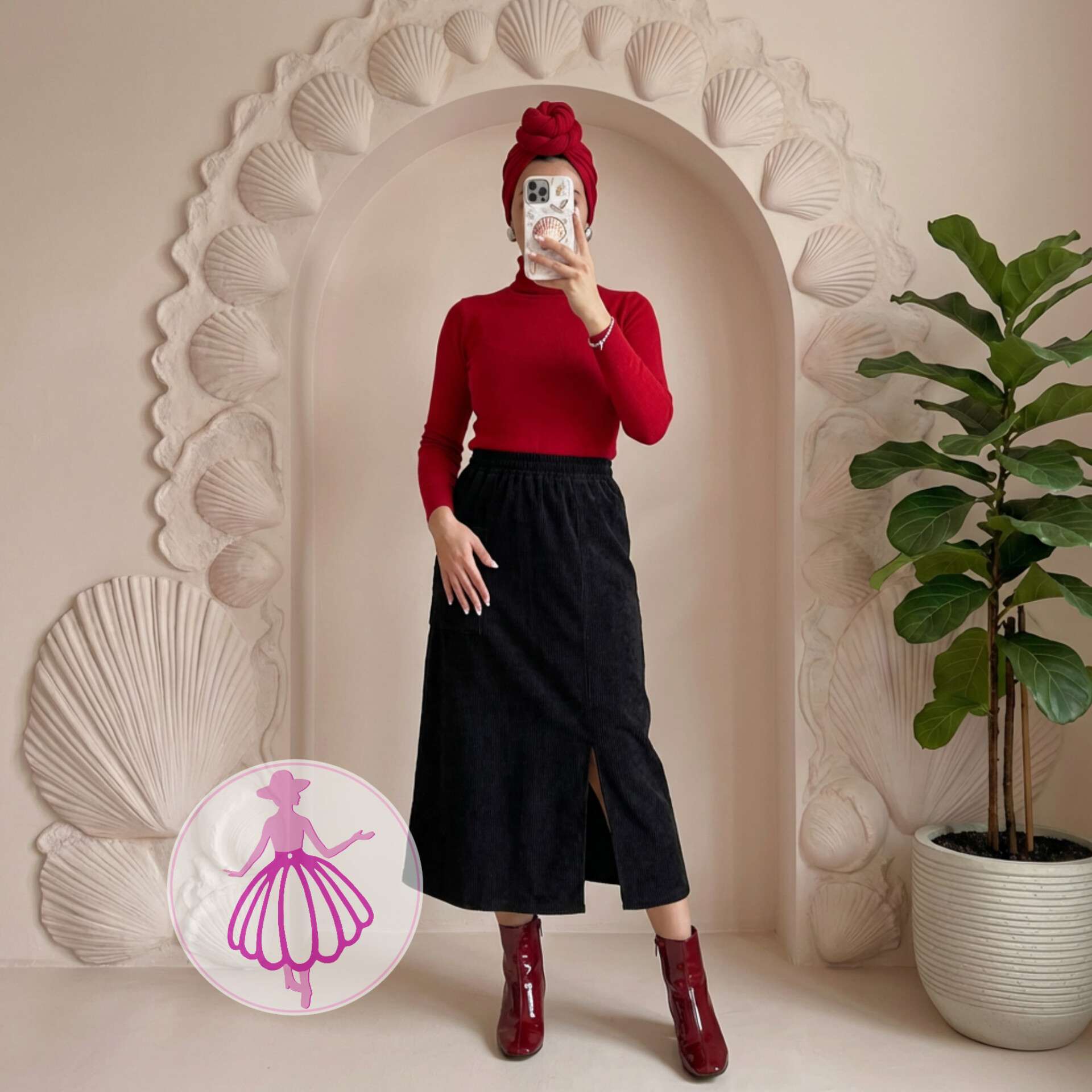 دامن مخمل کبریتی چاکدار در رنگبندی متنوع(کد1418) - Image 4