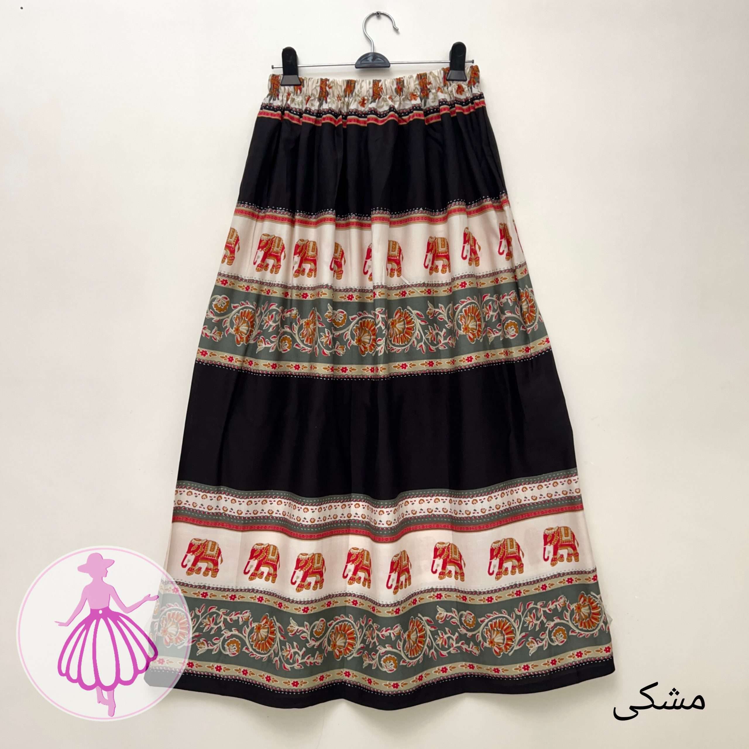 دامن نخی بلند طرح هندو در رنگبندی متنوع - Image 3