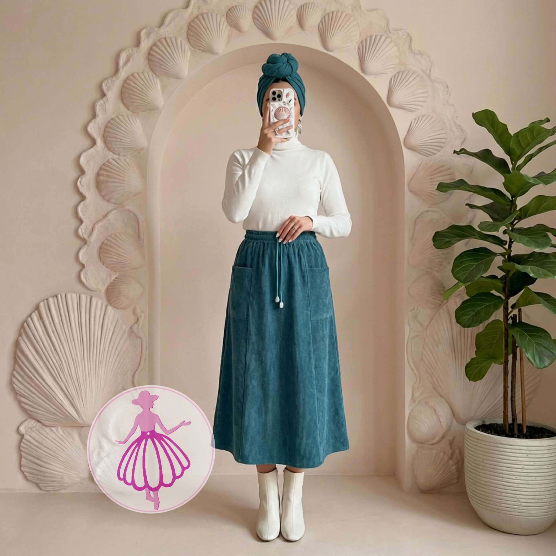 دامن مخمل کبریتی دوجیب بلند در رنگبندی متنوع(کد1426)