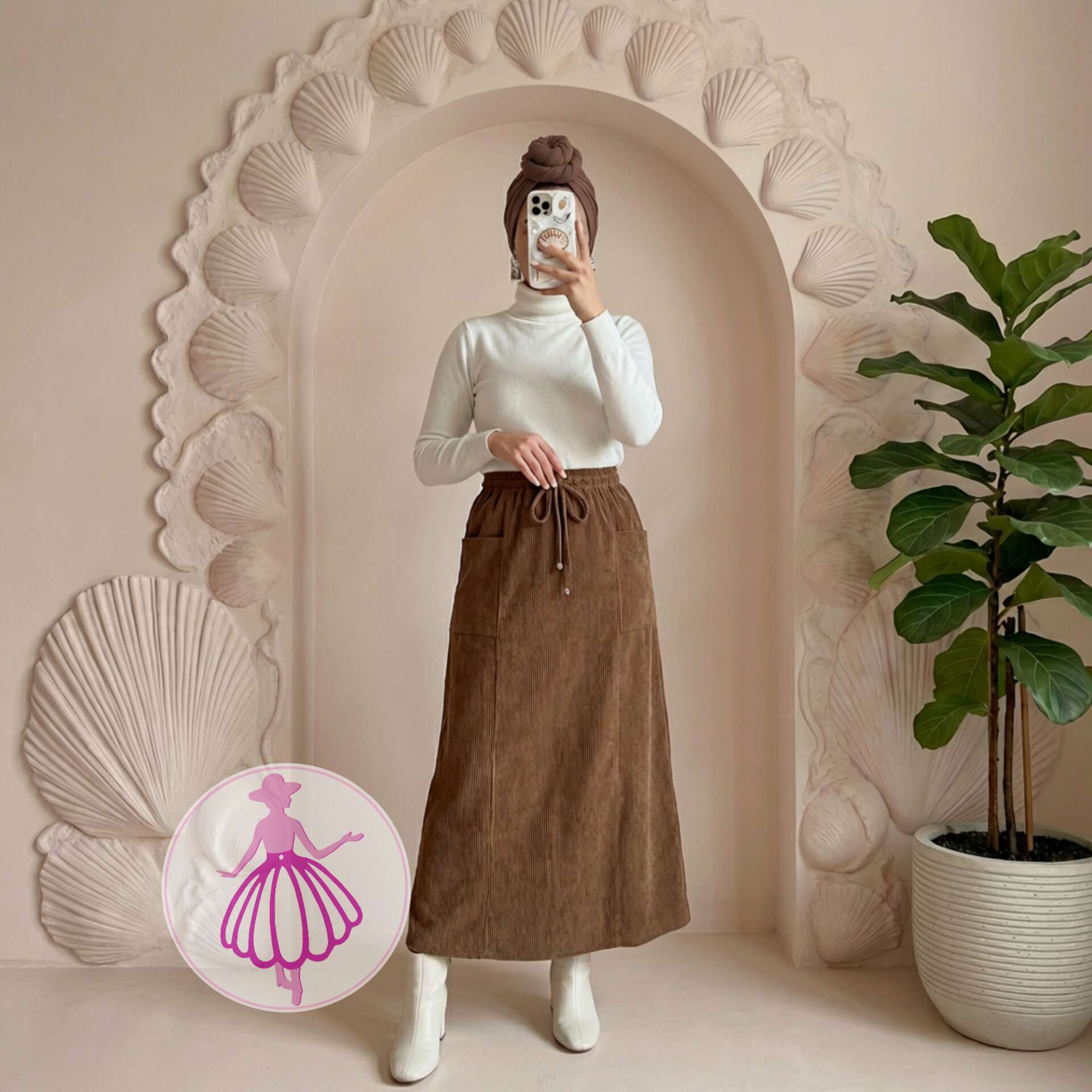 دامن مخمل کبریتی دوجیب بلند در رنگبندی متنوع(کد1426) - Image 4