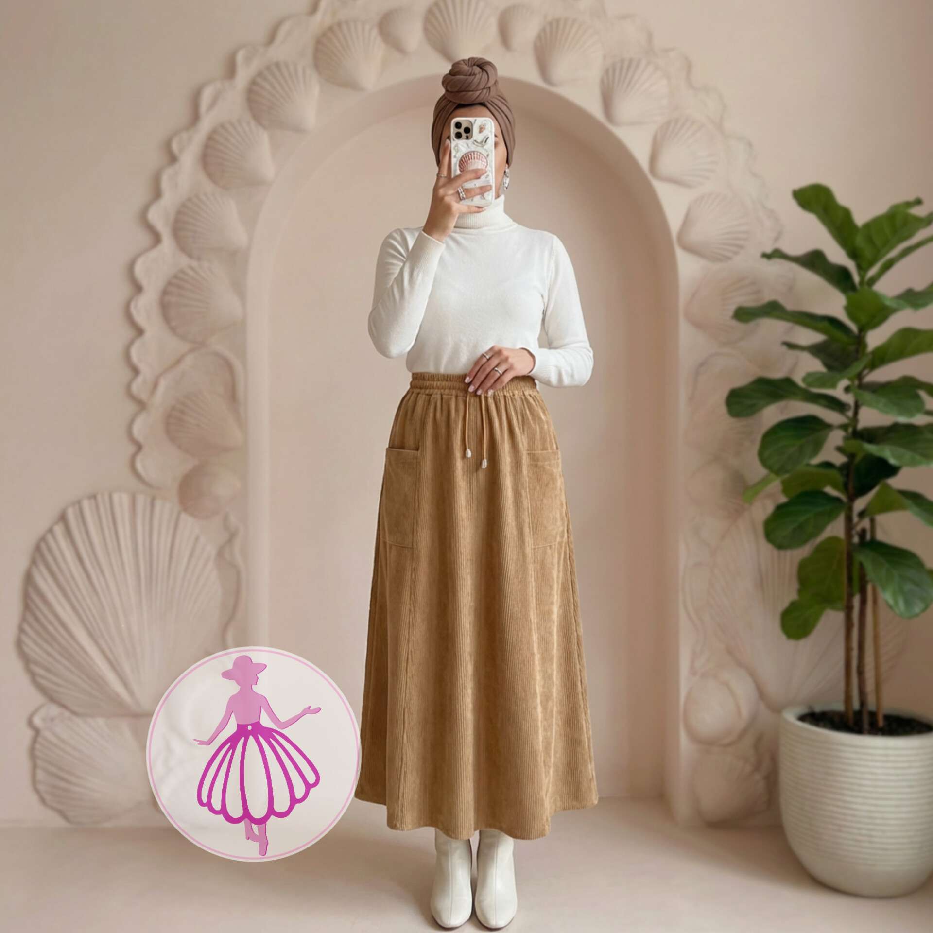 دامن مخمل کبریتی دوجیب بلند در رنگبندی متنوع(کد1426) - Image 2