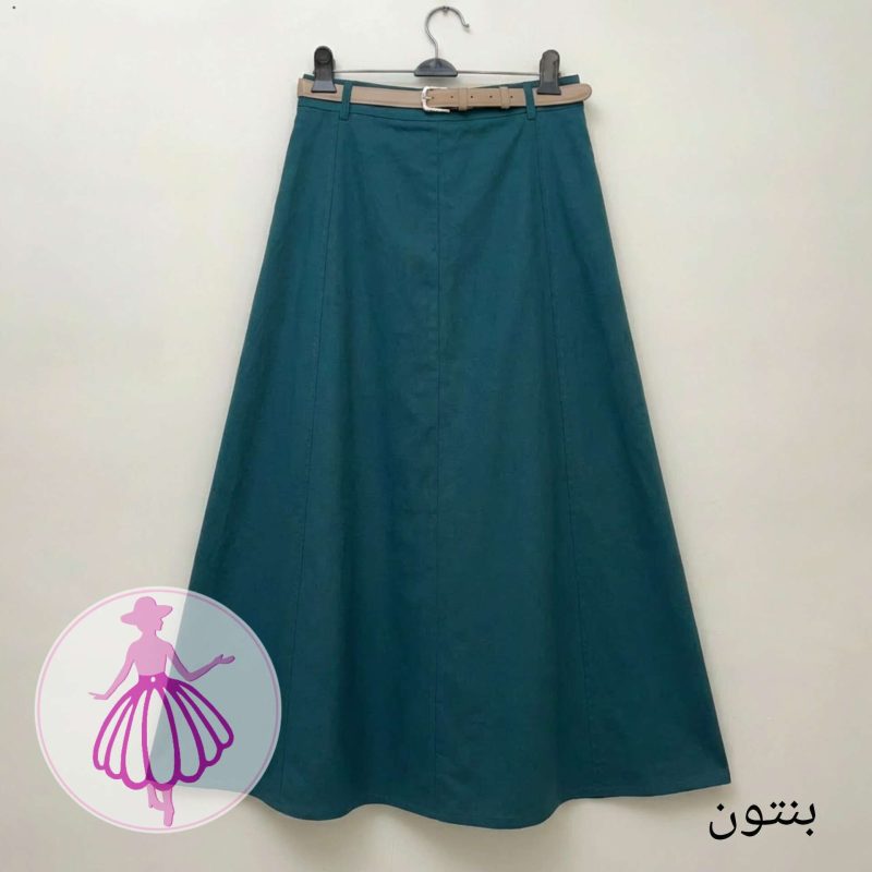 دامن لینن نیم کلوش بلند - تصویر 17