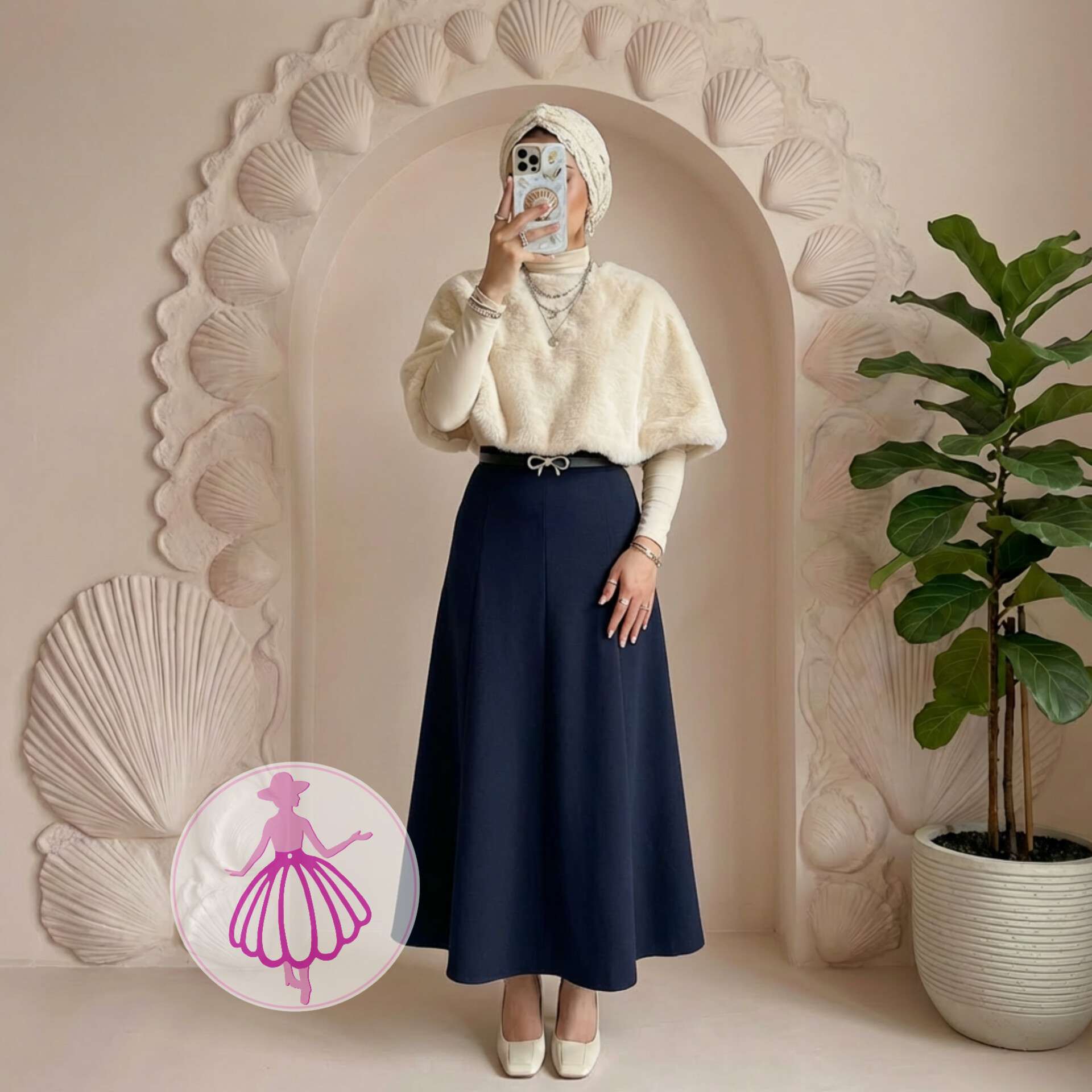 دامن کرپ مازراتی نیم کلوش بلند در رنگبندی متنوع - Image 4