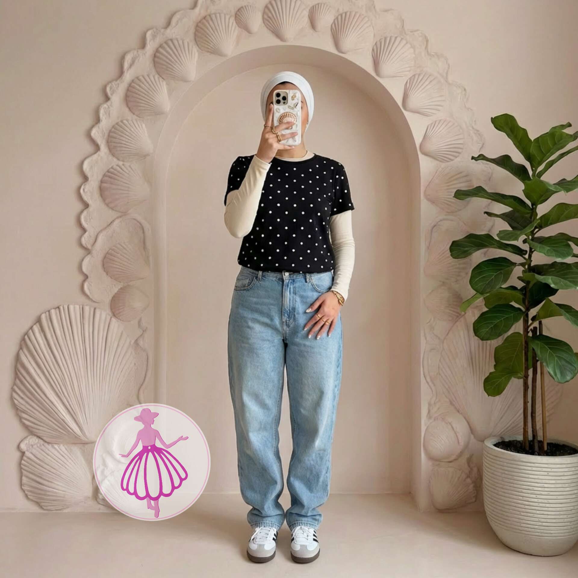 تیشرت خالخالی مشکی sinsay(کد1282)