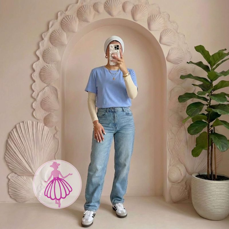 تیشرت زنانه یقه گرد آبی کژوالsinsay
