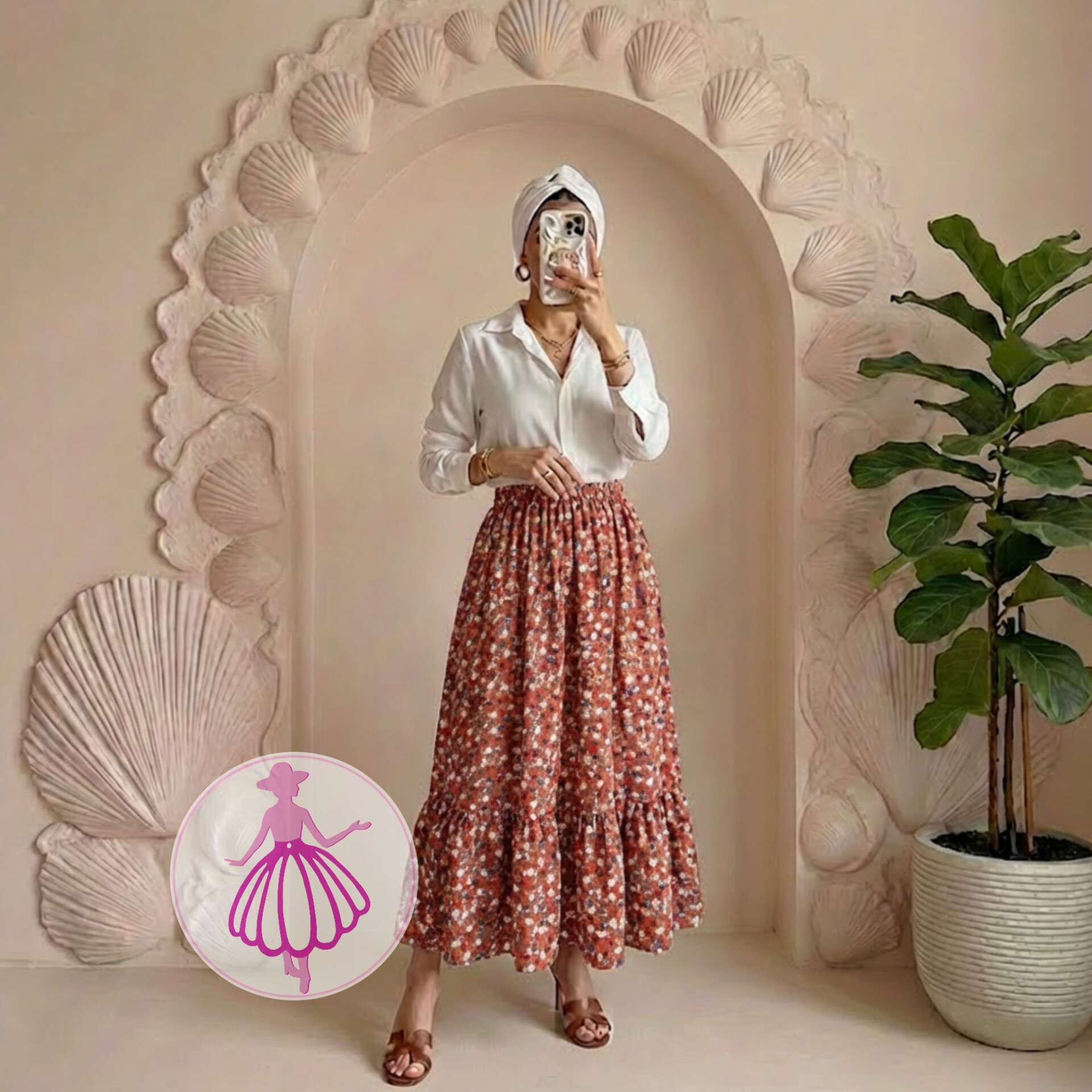 دامن کرپ پفکی بلند شکوفه آبی در رنگبندی متنوع(کد1367) - Image 2