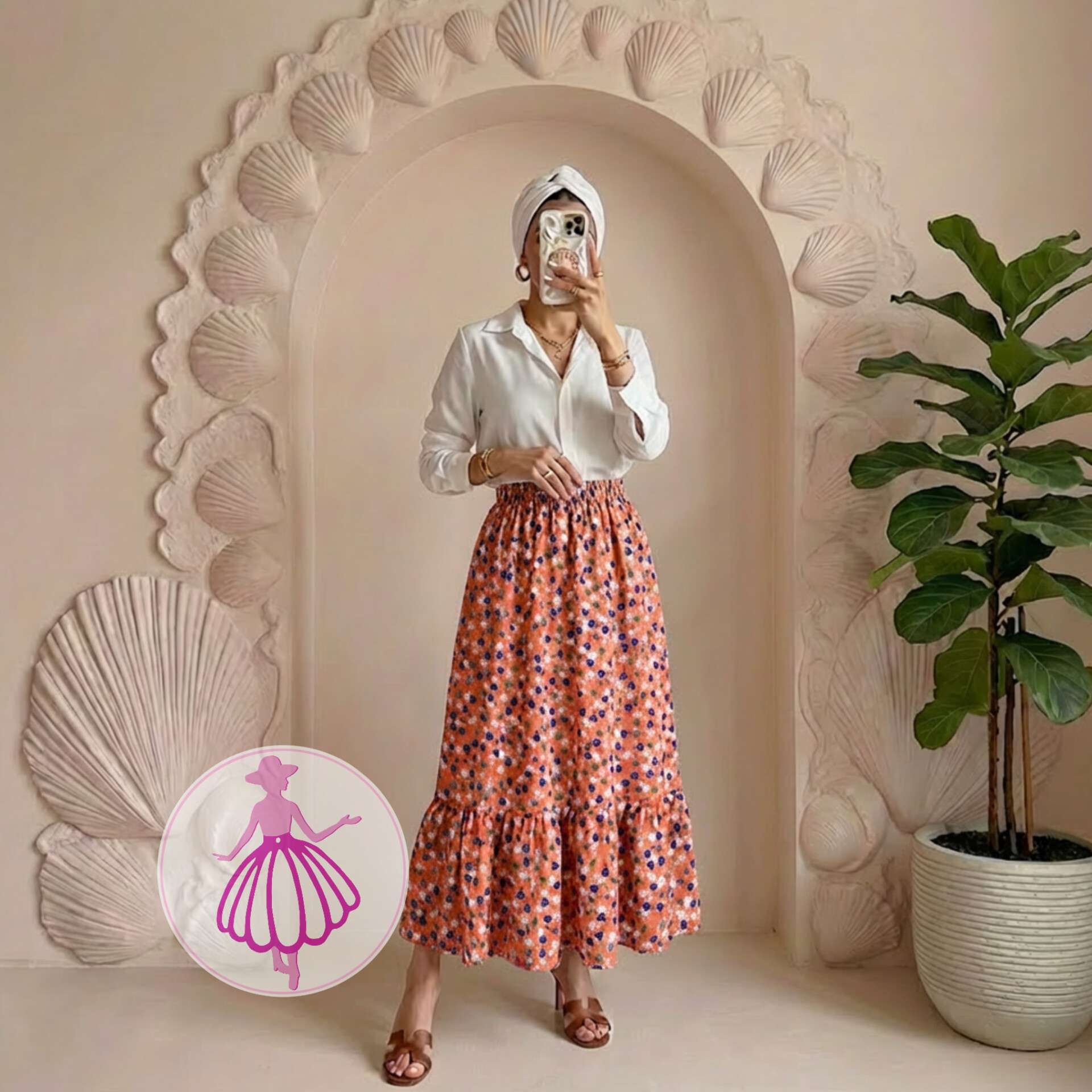 دامن کرپ پفکی بلند شکوفه آبی در رنگبندی متنوع(کد1367) - Image 4