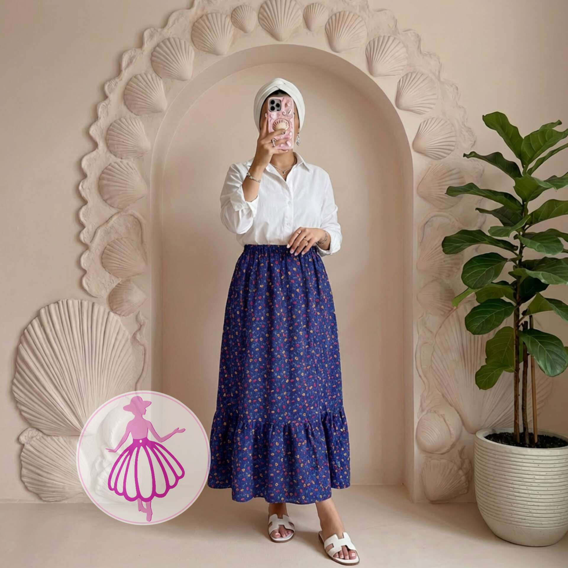 دامن پفکی شکوفه ای بلند کالکشن تیره در رنگبندی متنوع(کد1378)