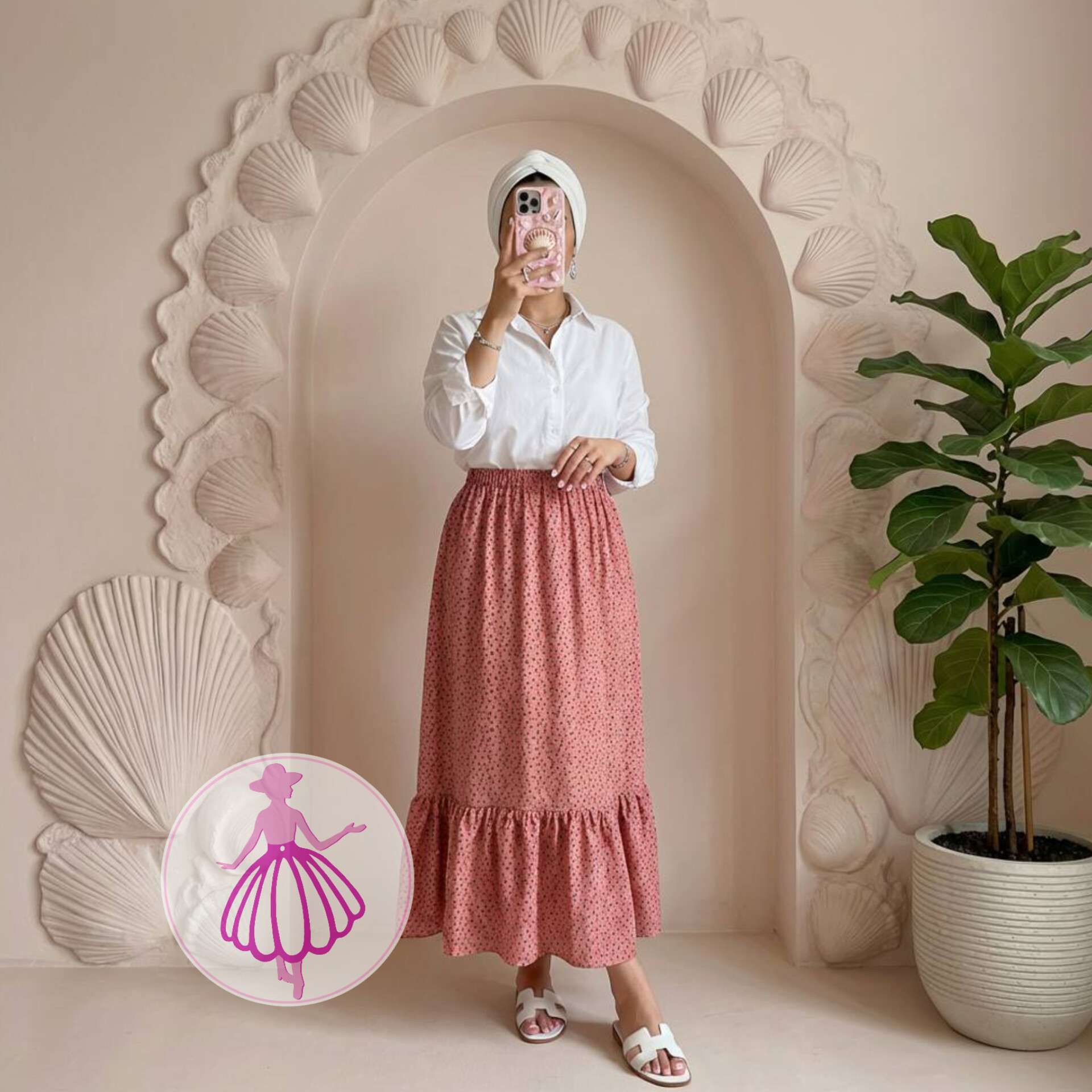 دامن کرپ پفکی بلند شکوفه ریز در رنگبندی متنوع(کد1362)