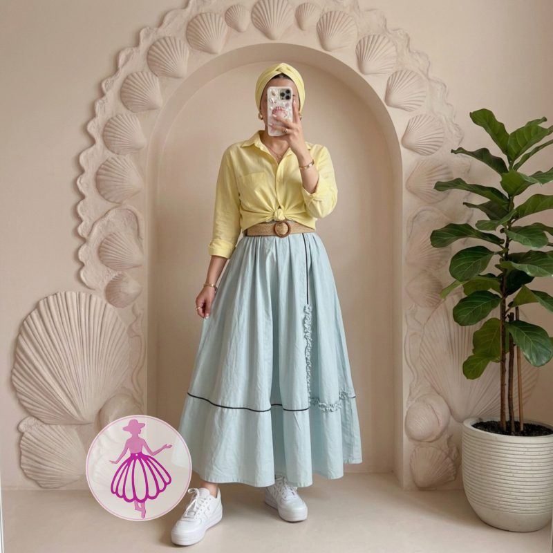 دامن لینن تمام کلوش بلند رها - Image 6