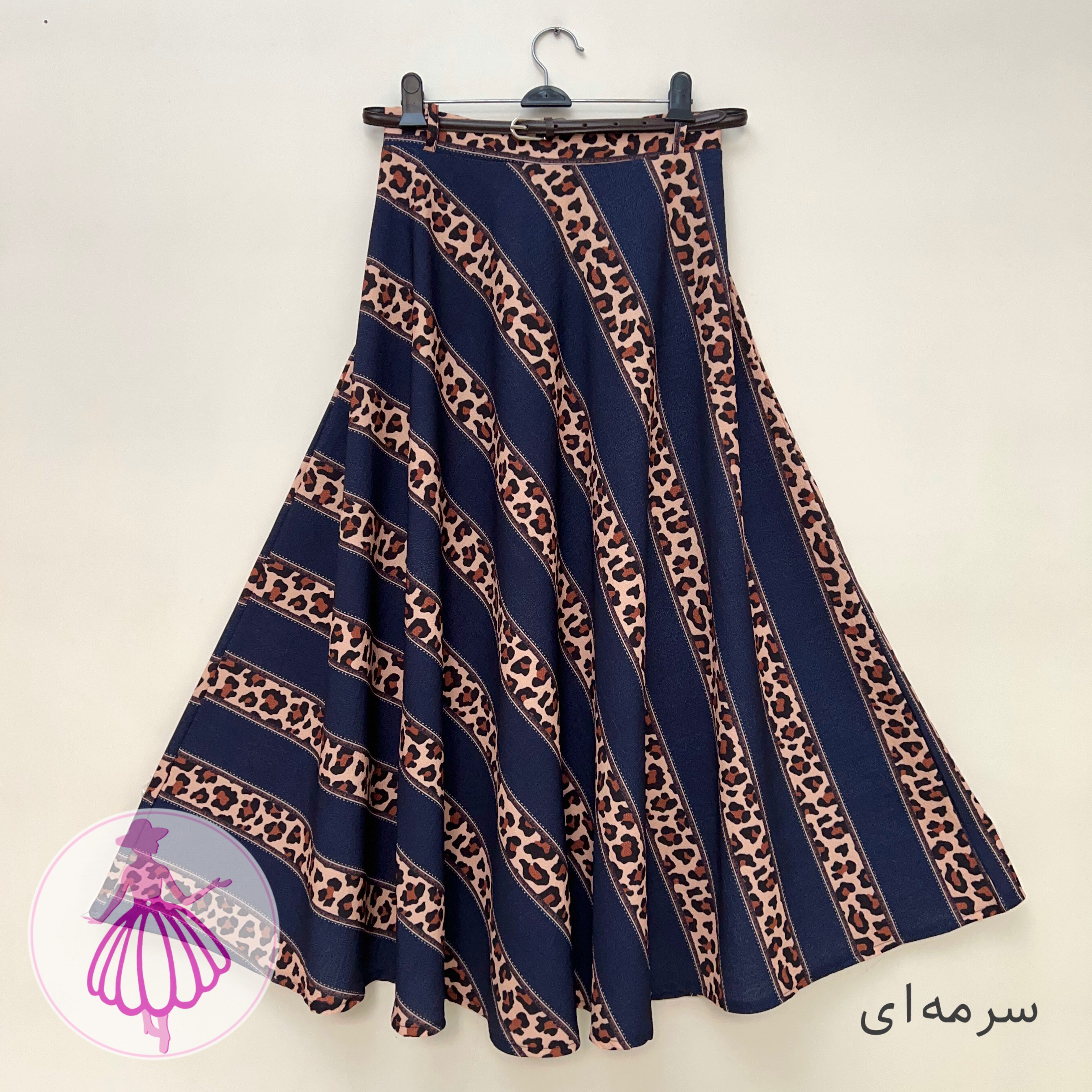 دامن پلنگی تمام کلوش و پرچین بلند در رنگبندی مزونی - Image 7