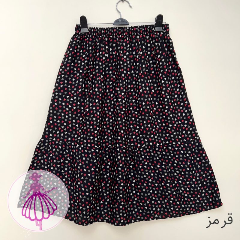 دامن نخی کوتاه قلبی ریز