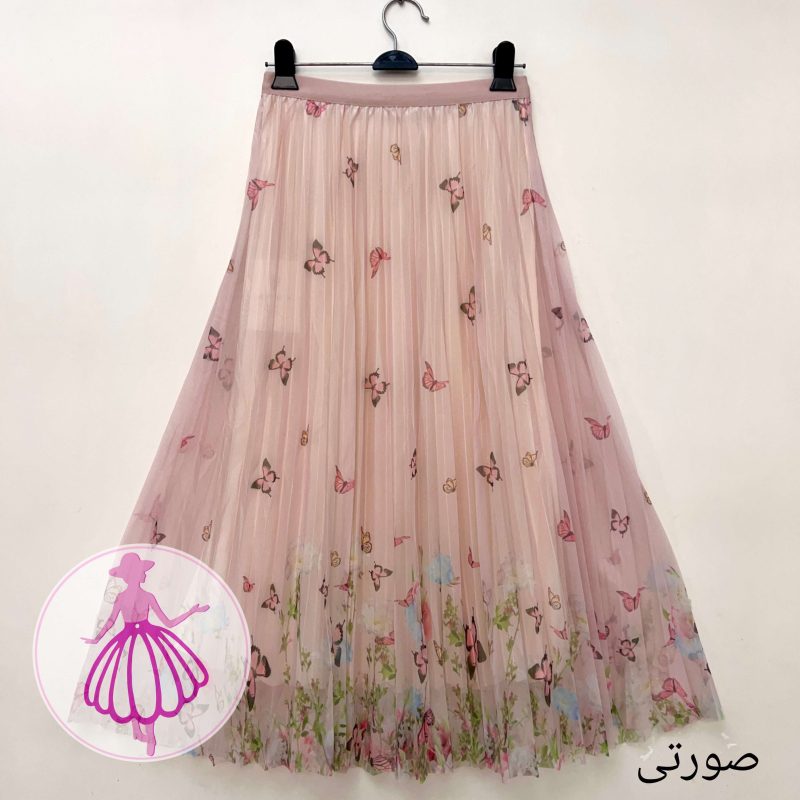 دامن پلیسه حریر پروانه ای - تصویر 2