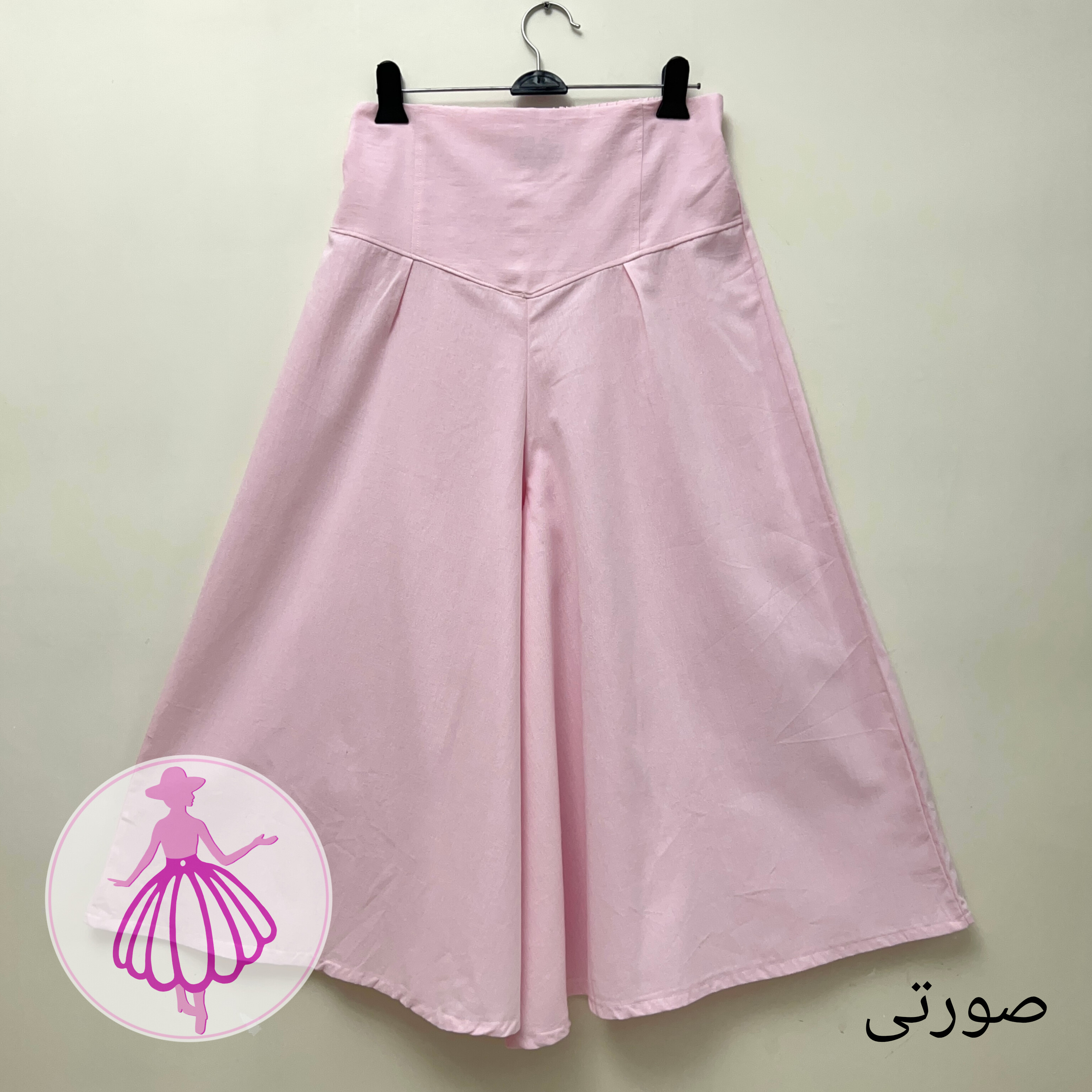 دامن شلواری کمرگنی لینن