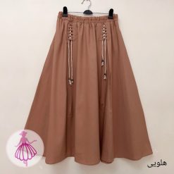 دامن لینن تمام کلوش بنددار