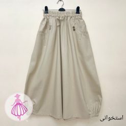 دامن لینن قارچی بلند - تصویر 3
