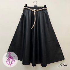 دامن چرم کلوش بلند - تصویر 4