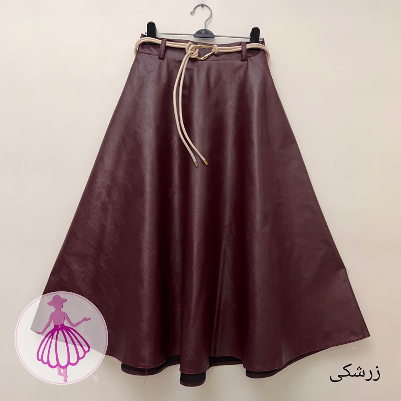 دامن چرم کلوش بلند - تصویر 3