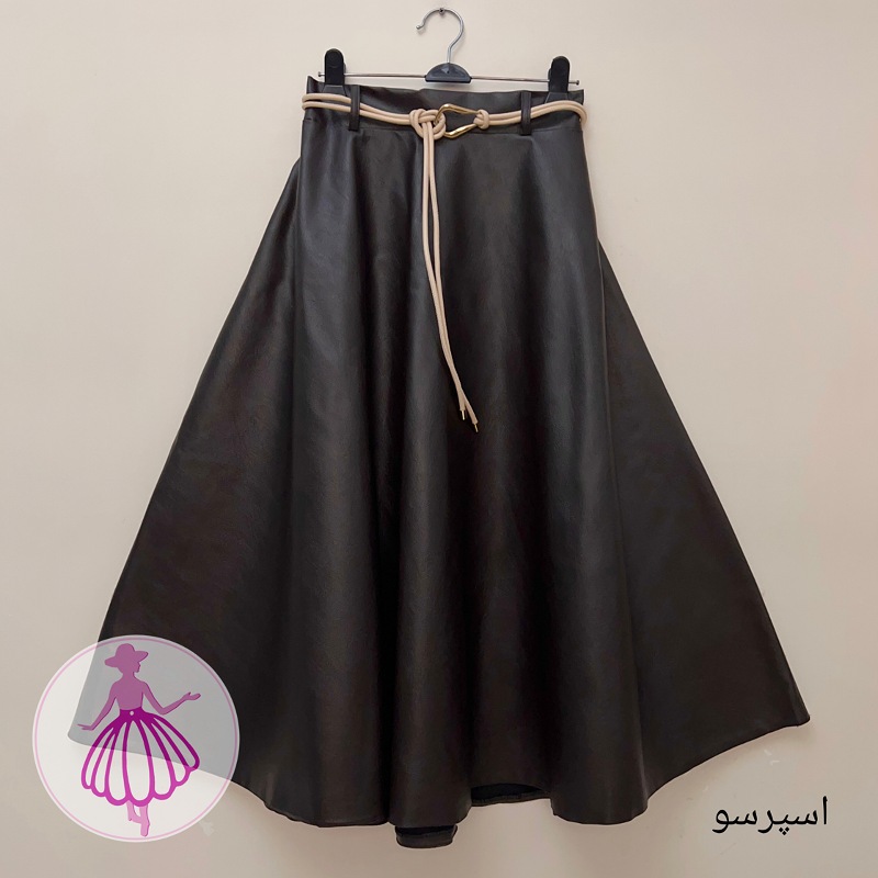 دامن چرم کلوش بلند - تصویر 2
